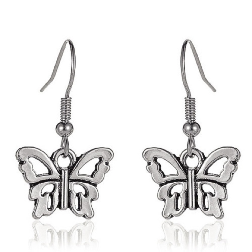 Any 4/$25! Silver Butterfly Drop Earrings - Picture 2 of 7